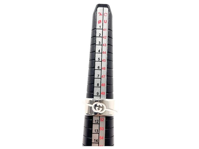 Anello GUCCI Band con G intrecciate diagonali Argento - vista 7