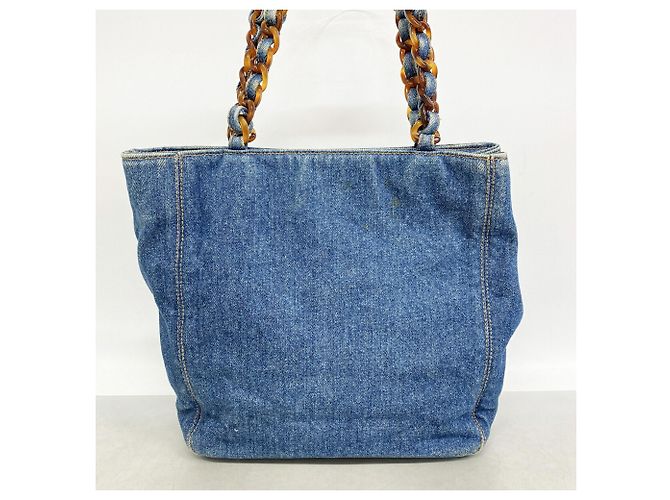 Borsa Tote Chanel in denim blu - vista 11