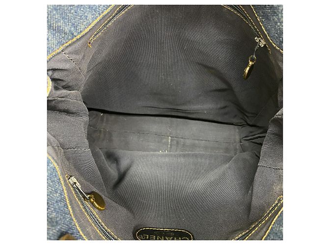 Borsa Tote Chanel in denim blu - vista 4