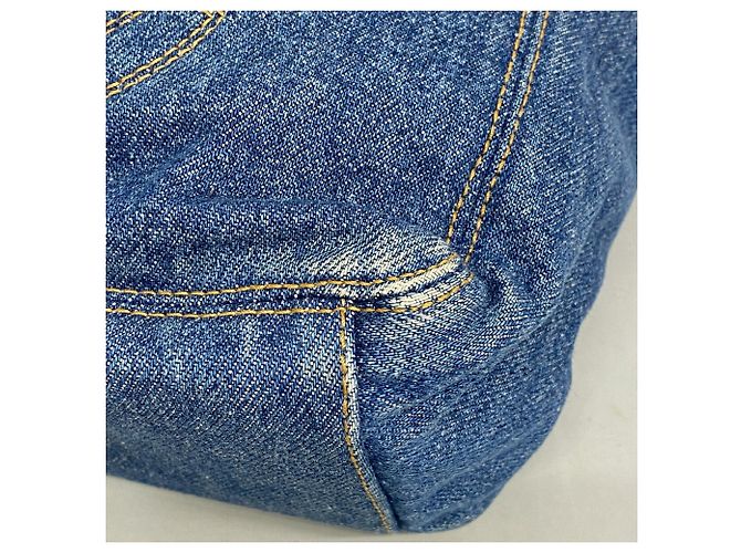 Borsa Tote Chanel in denim blu - vista 6