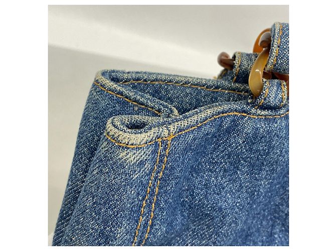Borsa Tote Chanel in denim blu - vista 7