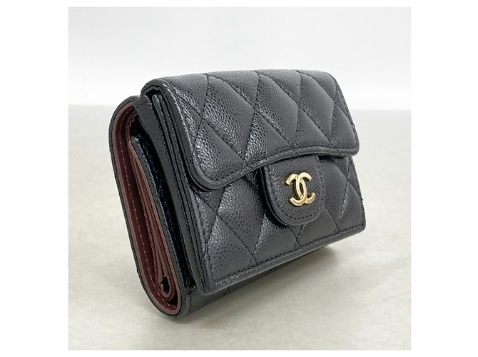 Cartera tri-fold Chanel Matelassé en piel de becerro granulada negra Negro - vista 2
