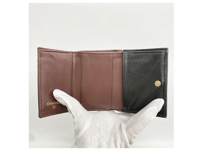 Cartera tri-fold Chanel Matelassé en piel de becerro granulada negra Negro - vista 3