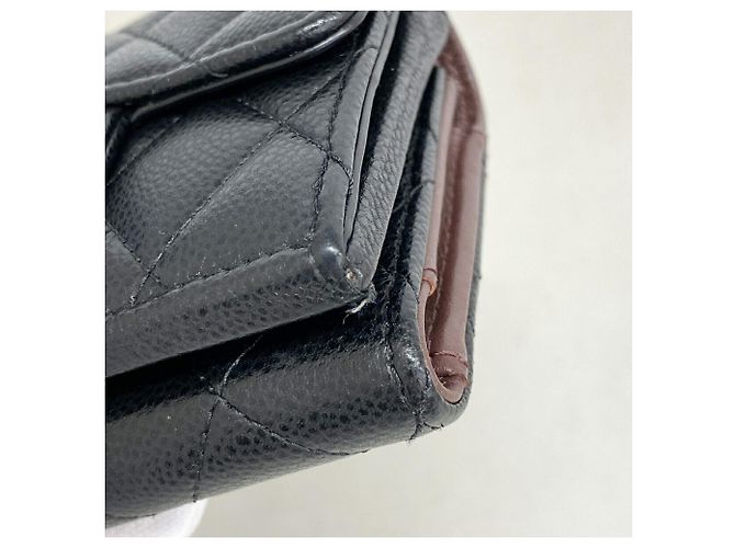 Cartera tri-fold Chanel Matelassé en piel de becerro granulada negra Negro - vista 5