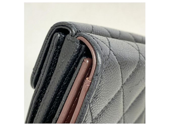 Cartera tri-fold Chanel Matelassé en piel de becerro granulada negra Negro - vista 6