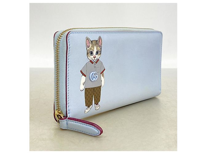 Cartera larga Gucci de cuero burdeos y azul cielo Azul claro - vista 2