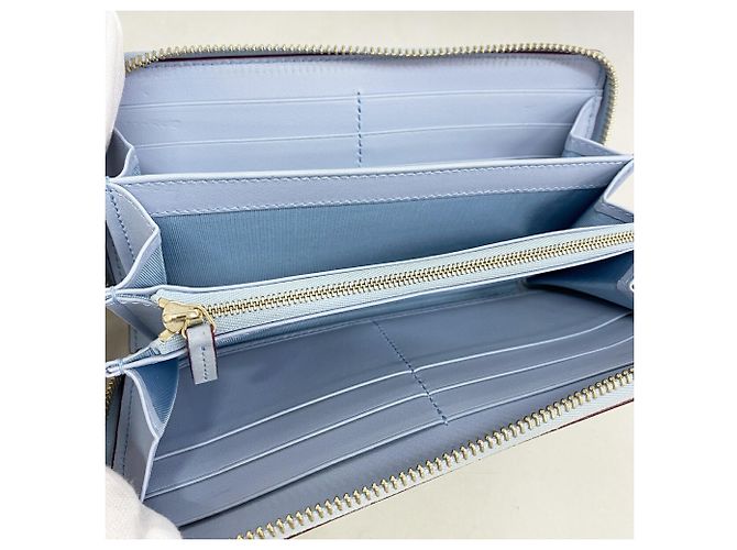 Cartera larga Gucci de cuero burdeos y azul cielo Azul claro - vista 3