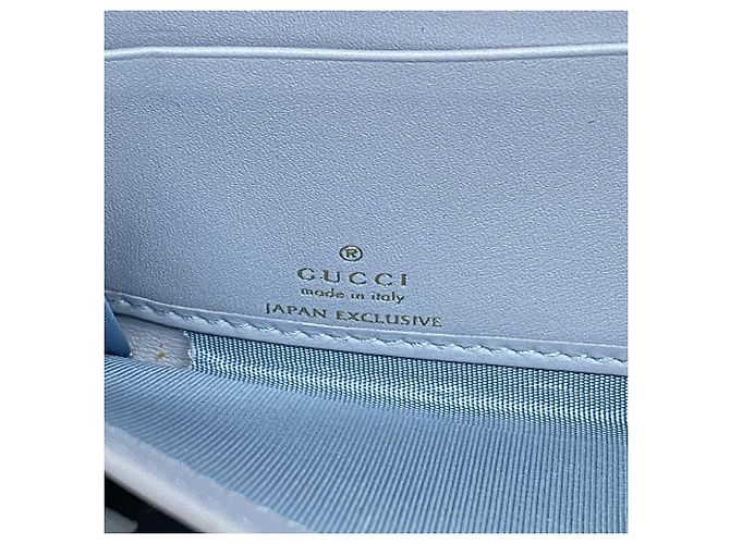 Cartera larga Gucci de cuero burdeos y azul cielo Azul claro - vista 4