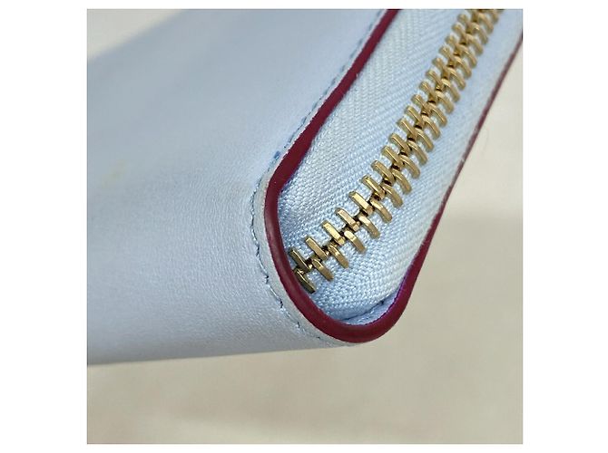 Cartera larga Gucci de cuero burdeos y azul cielo Azul claro - vista 5