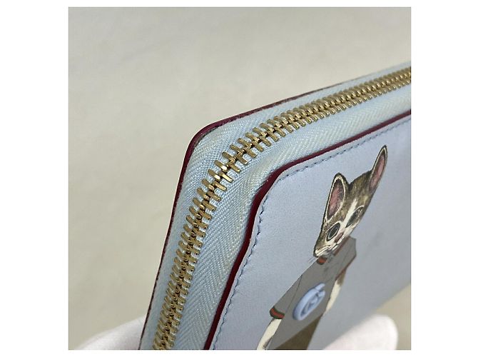 Cartera larga Gucci de cuero burdeos y azul cielo Azul claro - vista 6