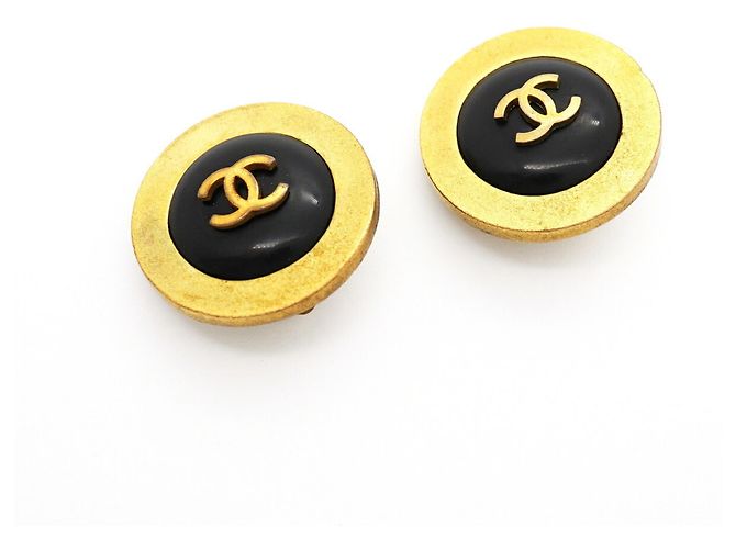 Chanel Coco Mark Circle Clip-Ohrringe Schwarz Golden - Ansicht 2