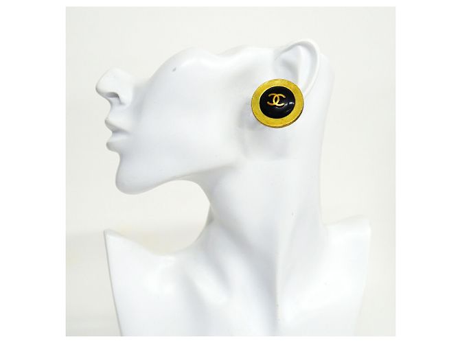 Chanel Coco Mark Circle Clip-Ohrringe Schwarz Golden - Ansicht 5