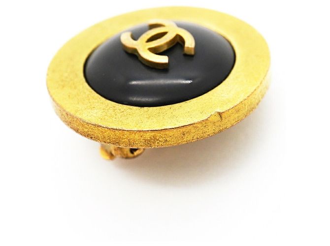 Chanel Coco Mark Circle Clip-Ohrringe Schwarz Golden - Ansicht 6