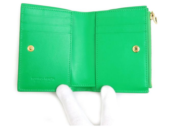 Cartera bi-fold de piel verde Bottega Veneta - Ansicht 3