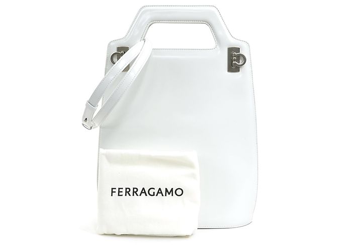 Gancini Bolso de mano/Bolso de hombro de cuero blanco Salvatore Ferragamo - vista 18