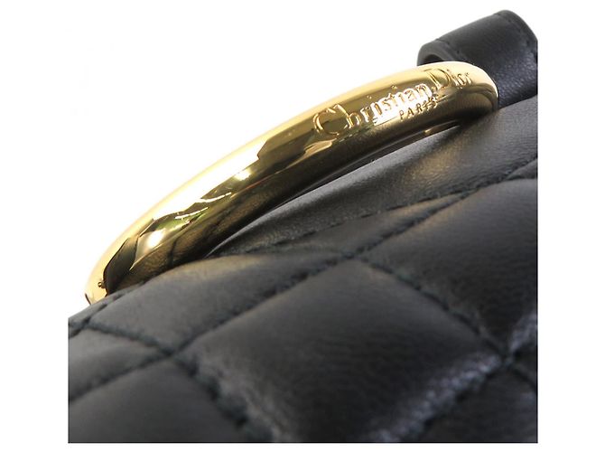 Zaino Christian Dior Caro in pelle d'agnello nera Nero - vista 14