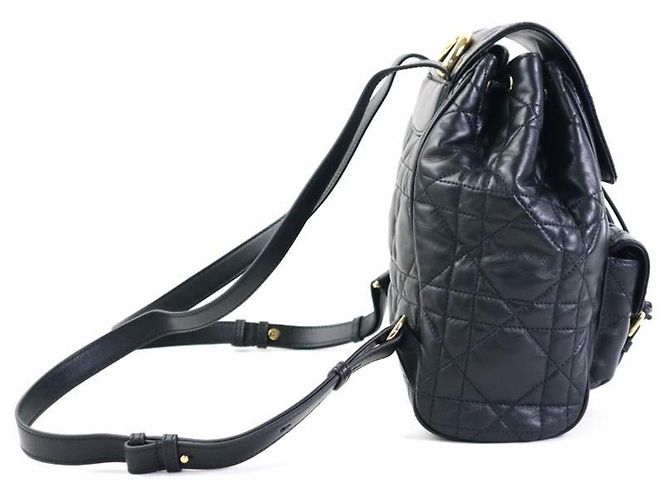 Zaino Christian Dior Caro in pelle d'agnello nera Nero - vista 2