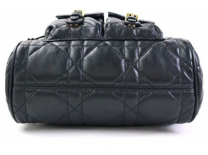 Zaino Christian Dior Caro in pelle d'agnello nera Nero - vista 4