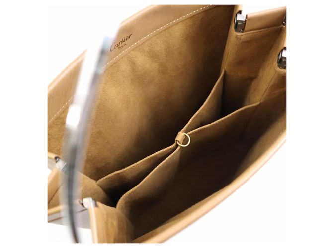 Borsa a mano Cartier in pelle beige - vista 5