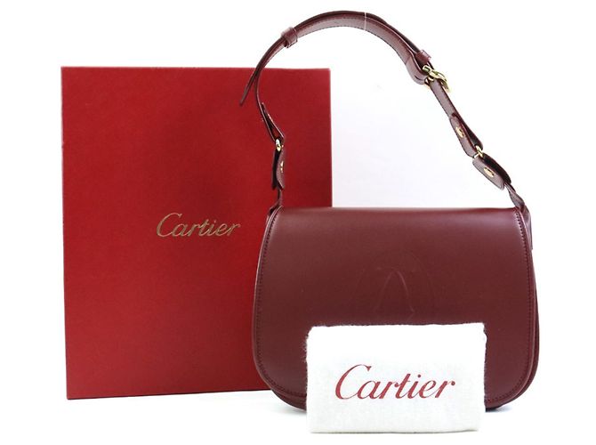 Borsa a tracolla Cartier in pelle bordeaux Bordò - vista 15