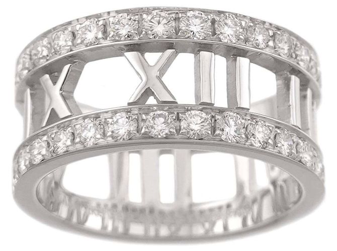 Autre Marque Anel Tiffany & Co. Atlas com Diamantes em Ouro Branco 18K - vista 2