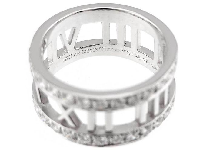Autre Marque Anel Tiffany & Co. Atlas com Diamantes em Ouro Branco 18K - vista 3