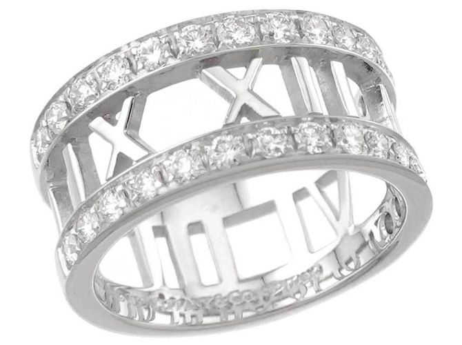 Autre Marque Anel Tiffany & Co. Atlas com Diamantes em Ouro Branco 18K - vista 4