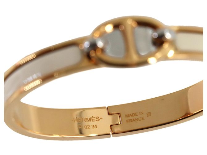 Hermès Hermes Mini Clic Chaine d'Ancre Bangle Silvery Golden Cream - view 6
