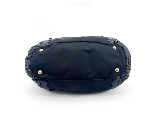 Prada Gaufre Convertible Satchel aus Leder und Tessuto Medium Schwarz - Ansicht 6