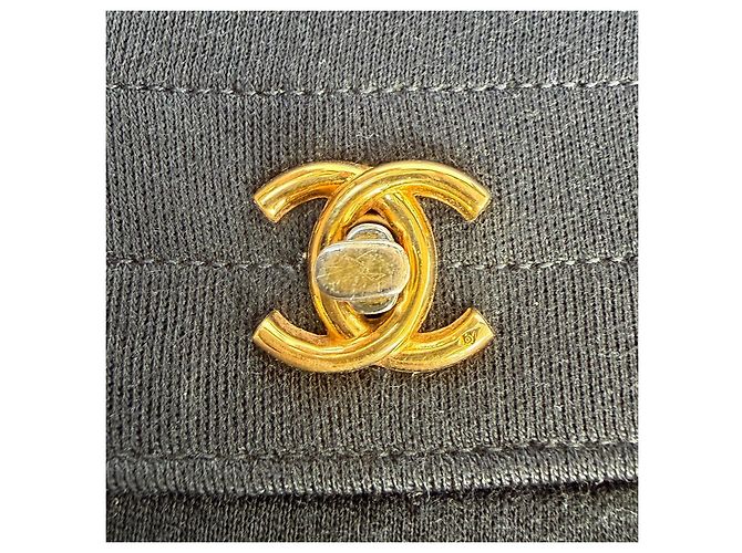 Timeless Chanel vintage half moon flap schwarzer Stoff - Ansicht 10
