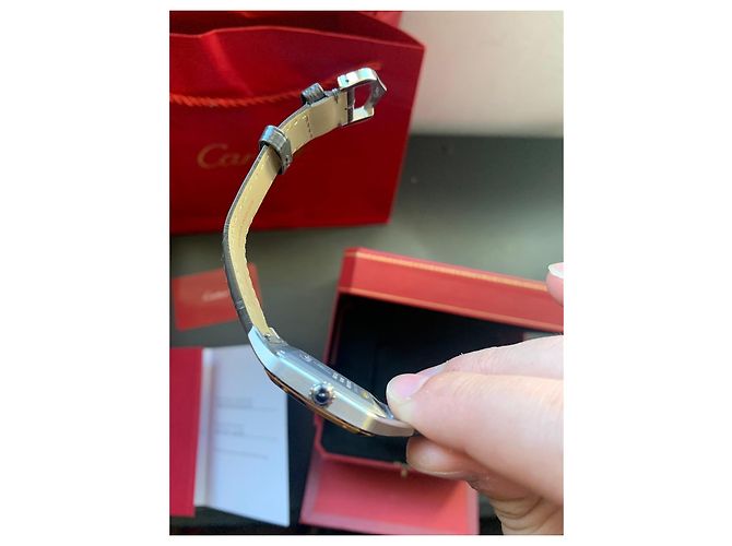 Relógio Cartier Santos Dumont Ouro e Aço Prata Gold hardware - vista 11