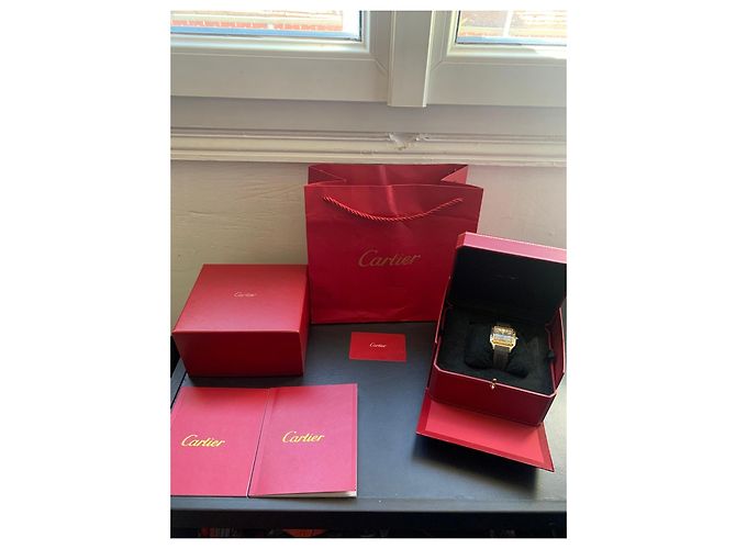 Relógio Cartier Santos Dumont Ouro e Aço Prata Gold hardware - vista 2
