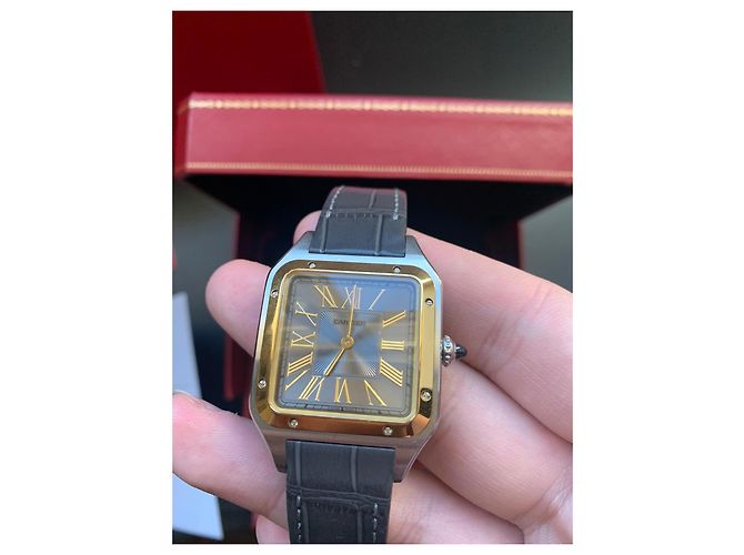Relógio Cartier Santos Dumont Ouro e Aço Prata Gold hardware - vista 6