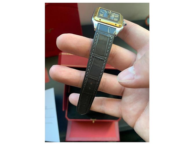 Relógio Cartier Santos Dumont Ouro e Aço Prata Gold hardware - vista 7