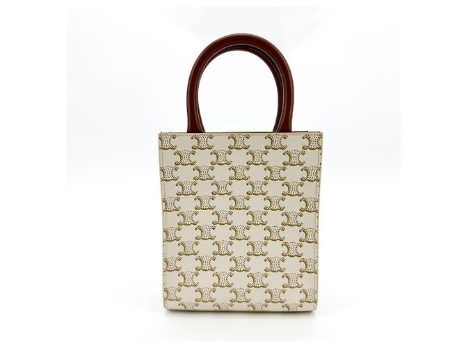 Céline Celine Vertical Cabas Triomphe Coated Canvas Large Branco - vista 3