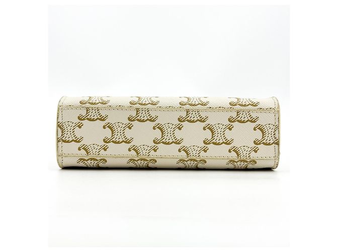 Céline Celine Vertical Cabas Triomphe Coated Canvas Large Branco - vista 6