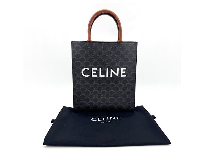 Céline Celine Vertical Cabas Triomphe Coated Canvas Mini Nero - vista 2