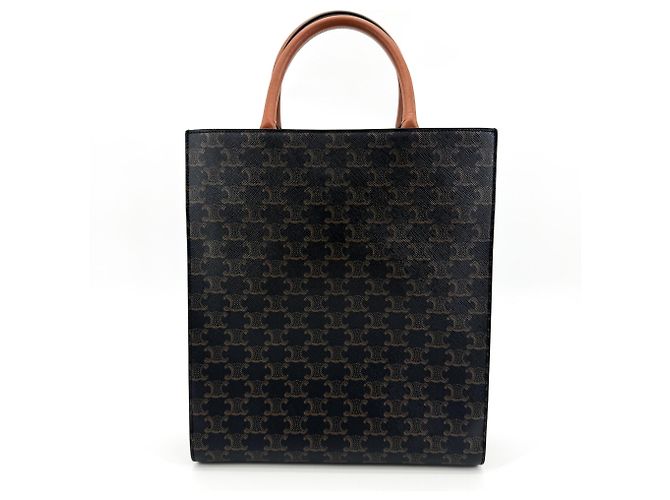Céline Celine Vertical Cabas Triomphe Coated Canvas Mini Nero - vista 3