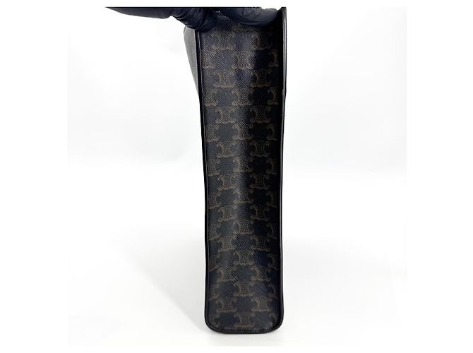 Céline Celine Vertical Cabas Triomphe Coated Canvas Mini Nero - vista 4