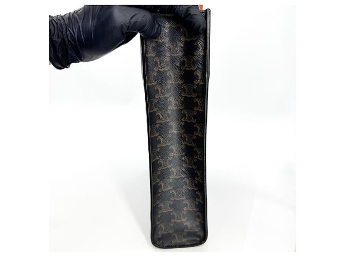 Céline Celine Vertical Cabas Triomphe Coated Canvas Mini Nero - vista 5