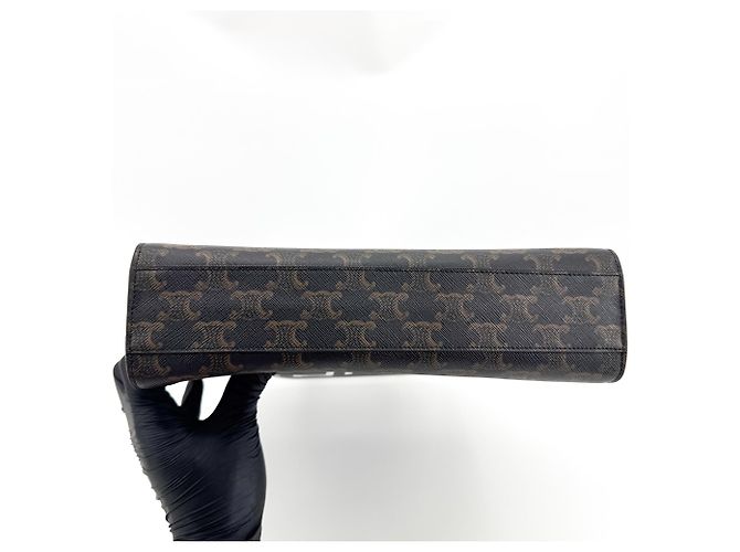 Céline Celine Vertical Cabas Triomphe Coated Canvas Mini Nero - vista 6