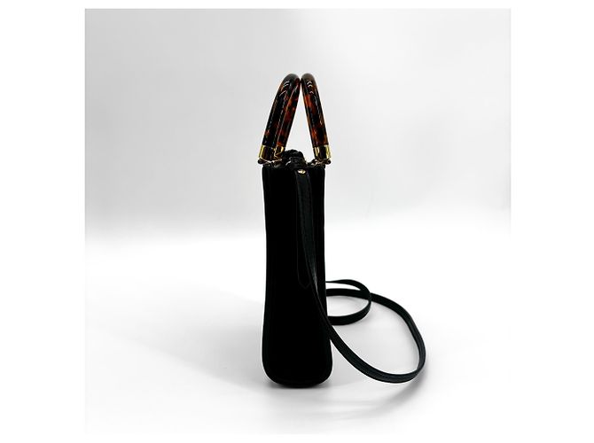 Fendi Sunshine Shopper em camurça riscada Large Preto - vista 4