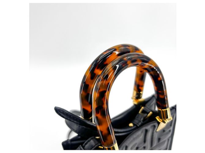 Fendi Sunshine Shopper em camurça riscada Large Preto - vista 6