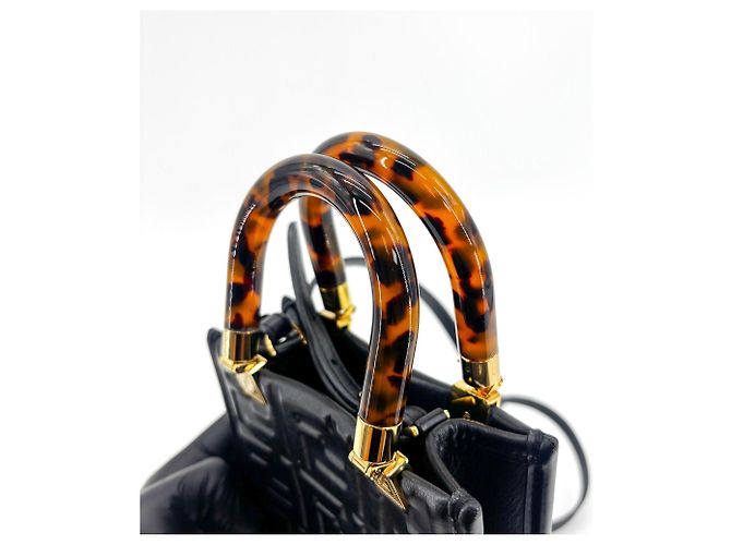 Fendi Sunshine Shopper em camurça riscada Large Preto - vista 7