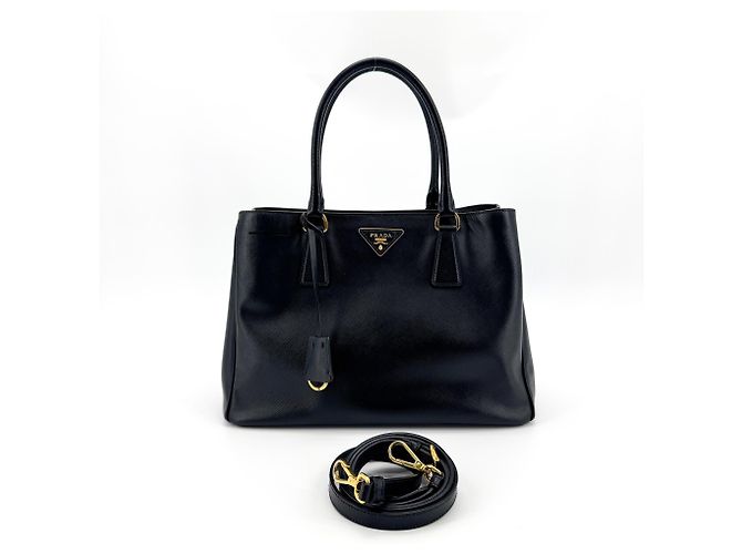 Prada Galleria Double Zip Spazzolato Leather Medium Schwarz - Ansicht 2