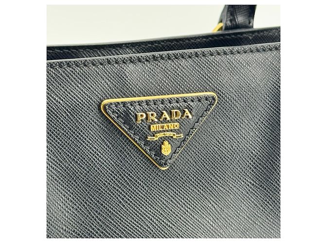 Prada Galleria Double Zip Spazzolato Leather Medium Schwarz - Ansicht 7