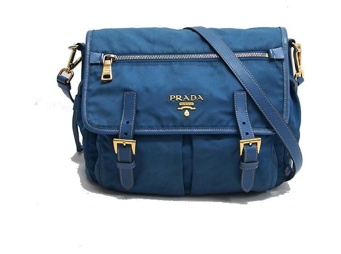Bolsa de Ombro Prada Saffiano Tessuto Nylon Azul - vista 2