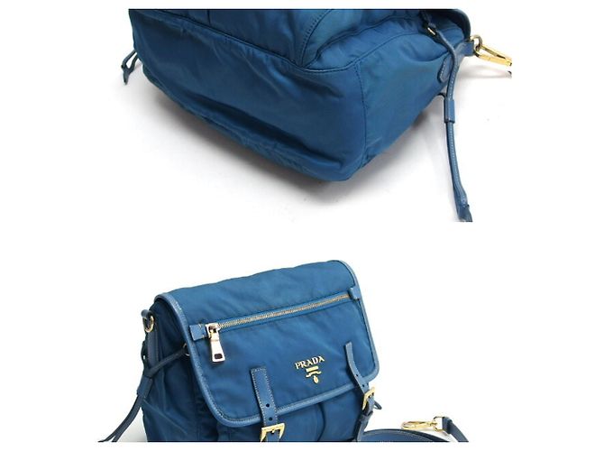 Bolsa de Ombro Prada Saffiano Tessuto Nylon Azul - vista 4