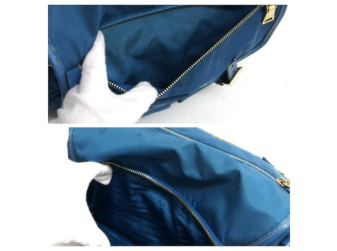 Bolsa de Ombro Prada Saffiano Tessuto Nylon Azul - vista 6