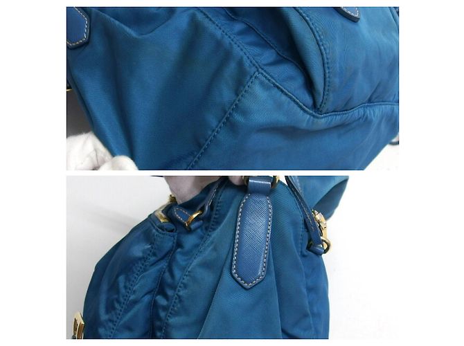 Bolsa de Ombro Prada Saffiano Tessuto Nylon Azul - vista 8